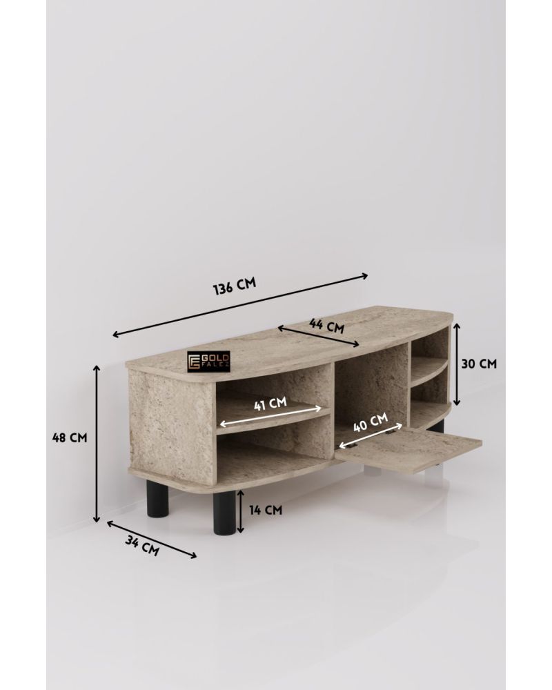 Goldfalez Vienna TV Sehpası Suntalam Ekru 136x44 cm