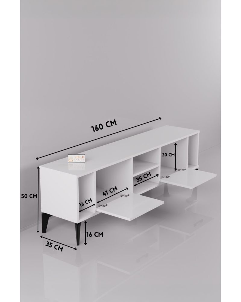 Goldfalez Linya TV Sehpası Suntalam Beyaz 160x35 cm