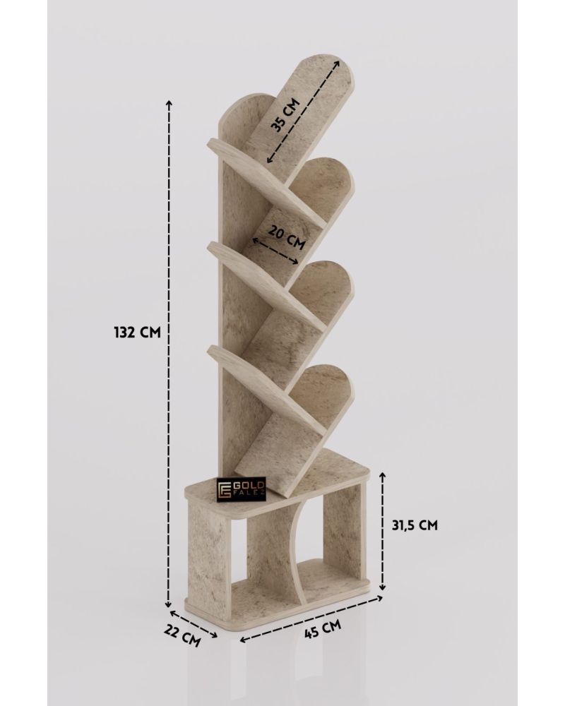 Goldfalez Yaprak Kitaplık Suntalam Ekru 45x132