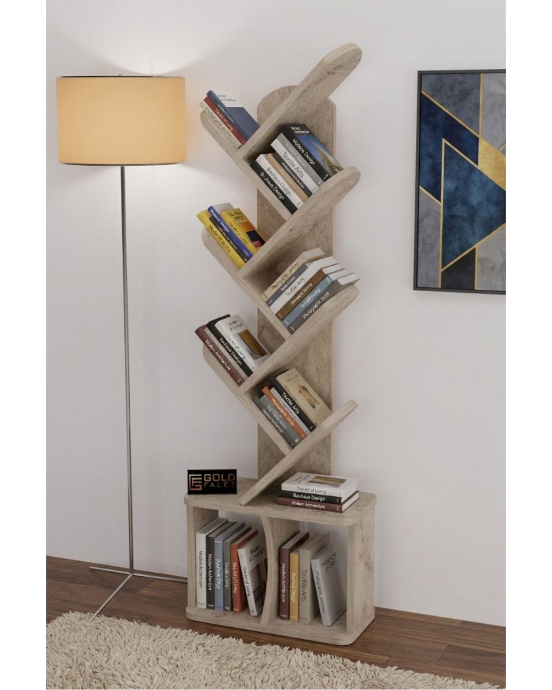 Goldfalez Yaprak Kitaplık Suntalam Ekru 45x132