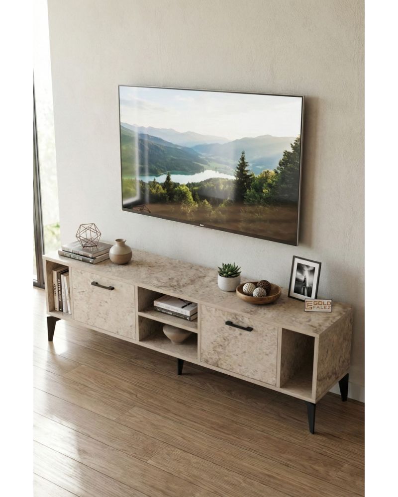 Goldfalez Linya TV Sehpası Suntalam Ekru 160x35 cm