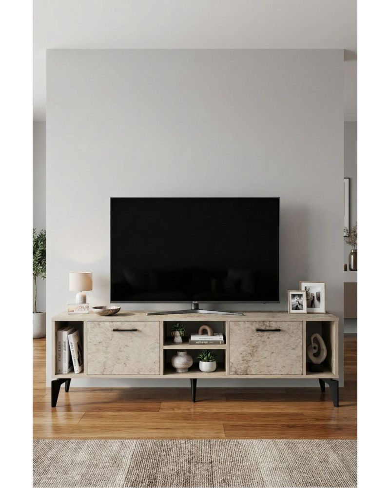 Goldfalez Linya TV Sehpası Suntalam Ekru 160x35 cm