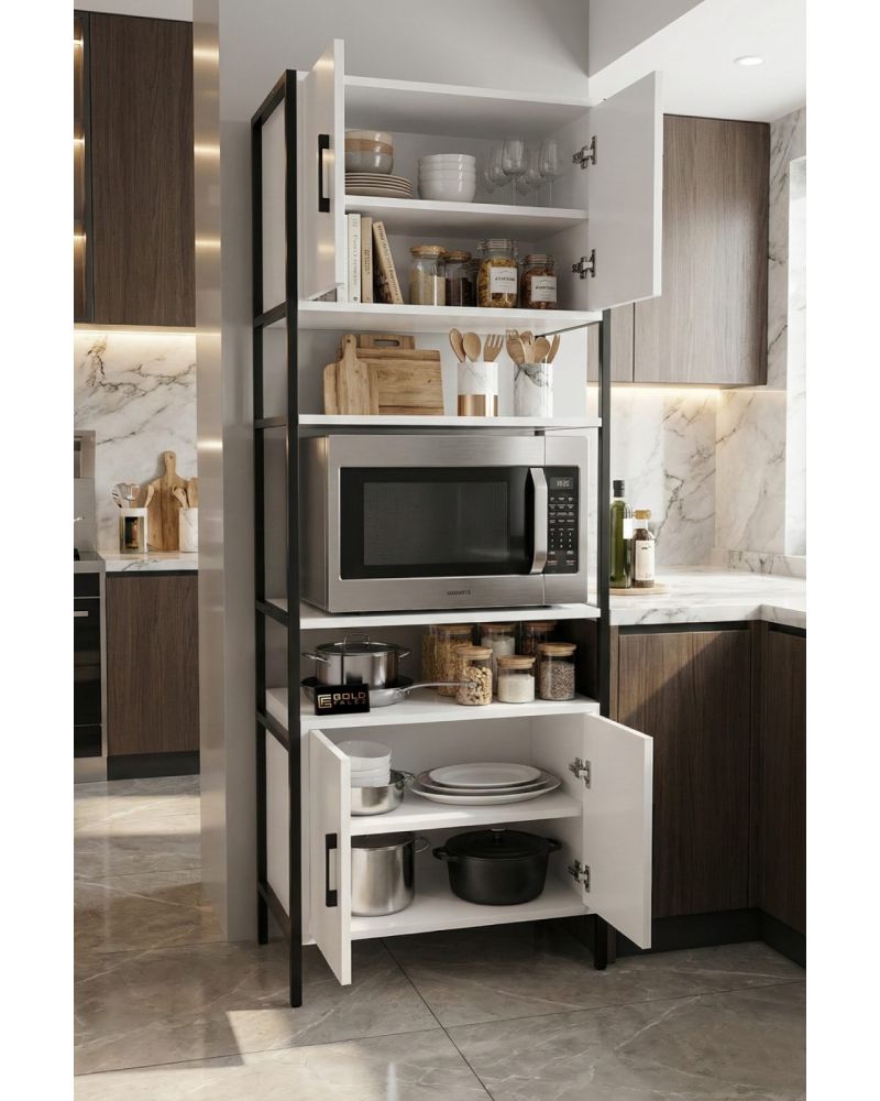 Goldfalez Fırın Dolabı Metal Ayaklı Beyaz 64 cm