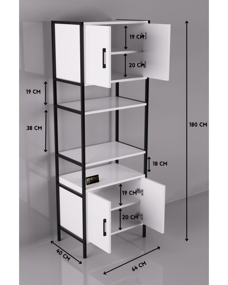 Goldfalez Fırın Dolabı Metal Ayaklı Beyaz 64 cm