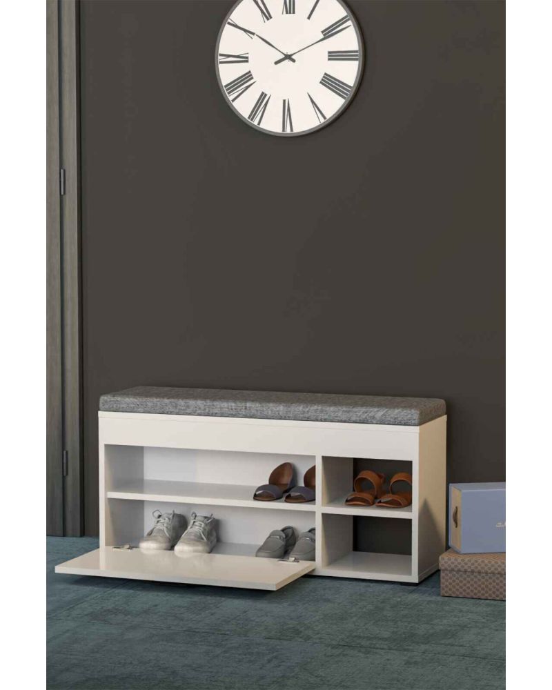 Goldfalez Puflu Ayakkabılık Bench Beyaz 90 cm