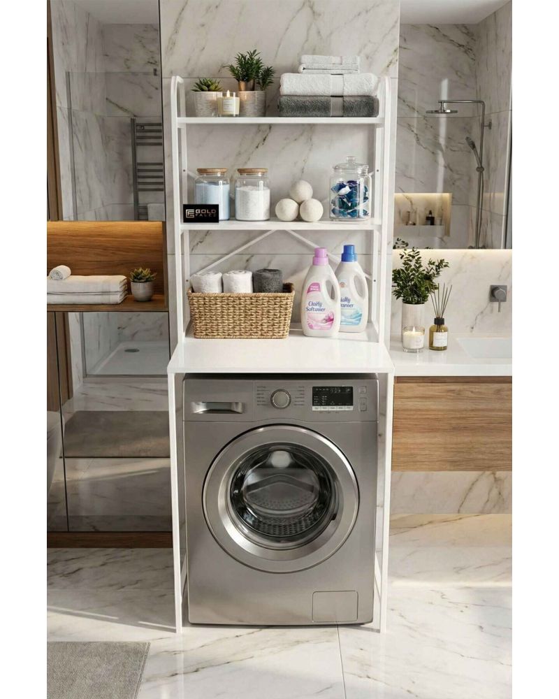 Goldfalez Çamaşır Makinesi Üstü Raf Beyaz 70 cm
