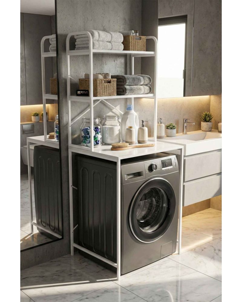 Goldfalez Çamaşır Makinesi Üstü Raf Beyaz 70 cm