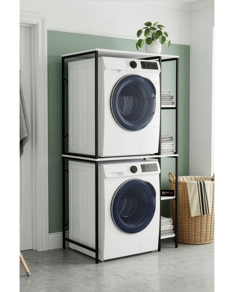 Çamaşır Makinesi Dolabı Yan Raflı Dolap Metal Banyo Organizer Çok Katlı Düzenleyici 264 Siyah