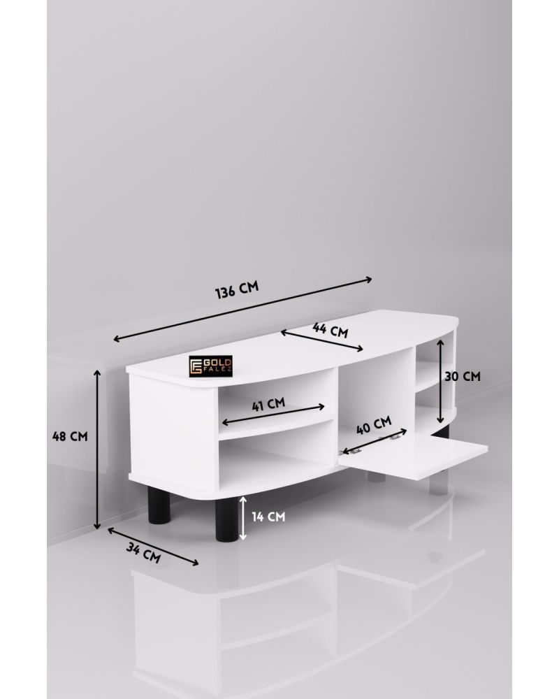 Goldfalez Vienna TV Sehpası Suntalam Beyaz 136x44 cm