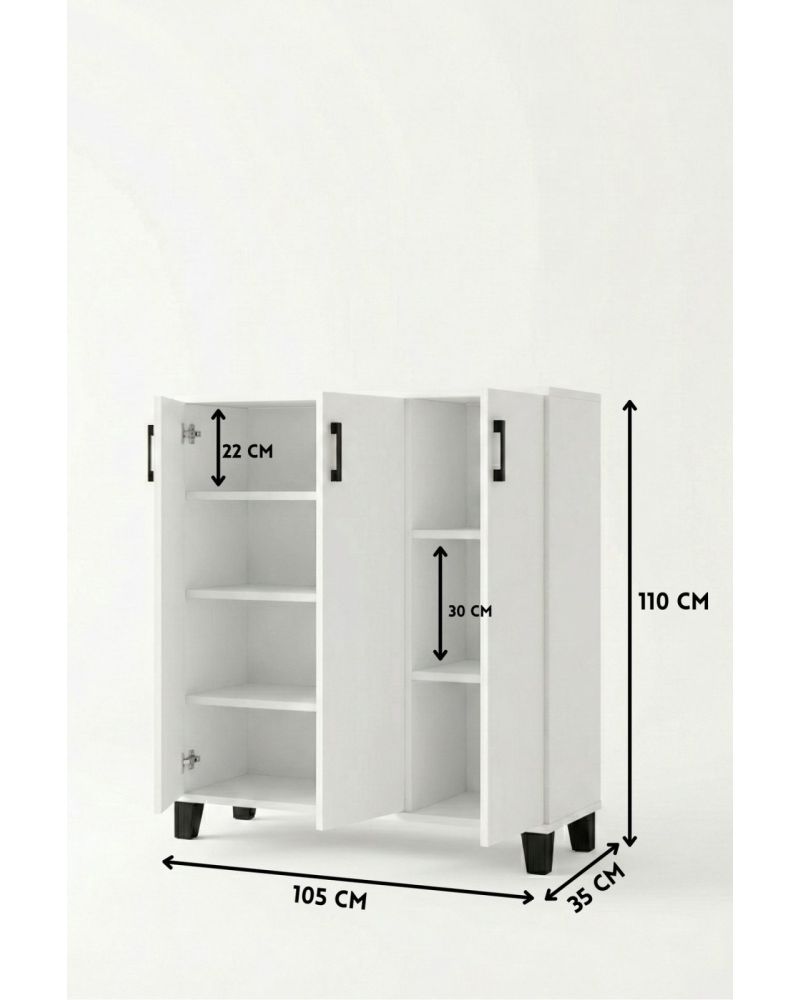 Goldfalez Ayakkabılık Dolabı Beyaz 105 cm