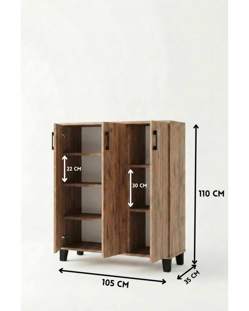 Goldfalez Ayakkabılık Dolabı Kahverengi 105 cm