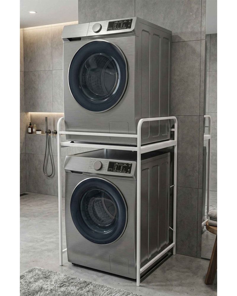 Goldfalez Çamaşır Makinesi Rafı Metal Beyaz 66 cm