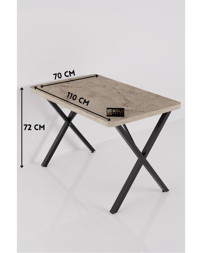 Mutfak Masası 110x70 cm Modern Ahşap Görünümlü Yemek Masası Ofis Bahçe Balkon Cafe Masa 9831 Travert