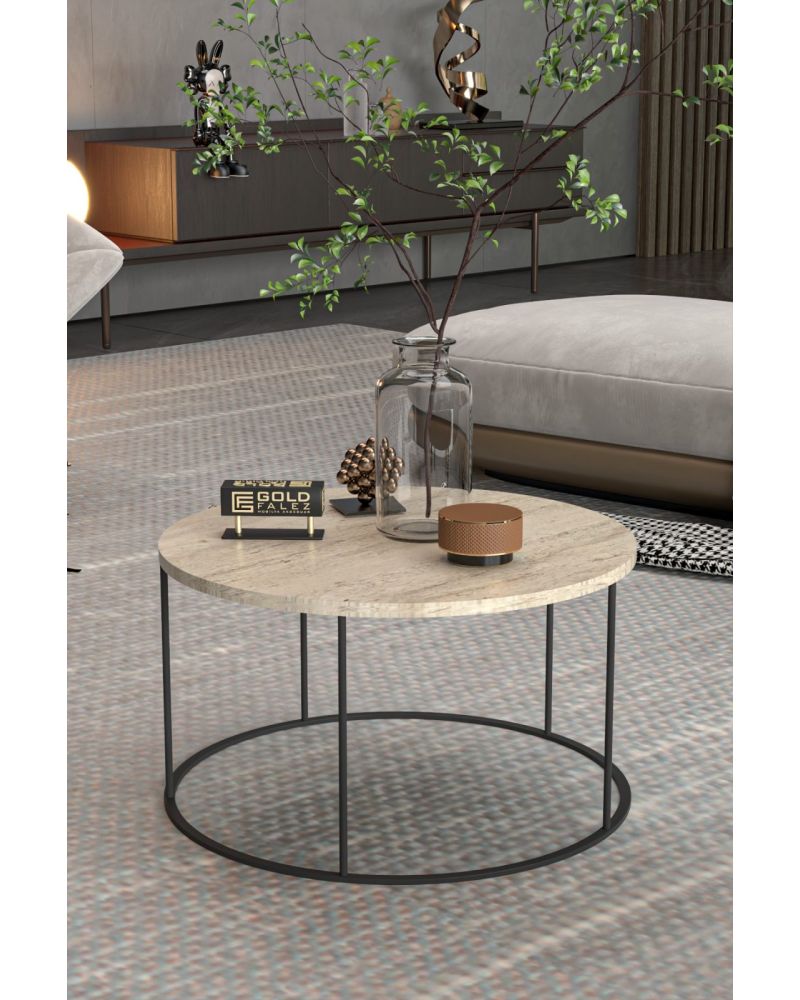 Goldfalez Terra Yuvarlak Orta Sehpa Bej 70 cm