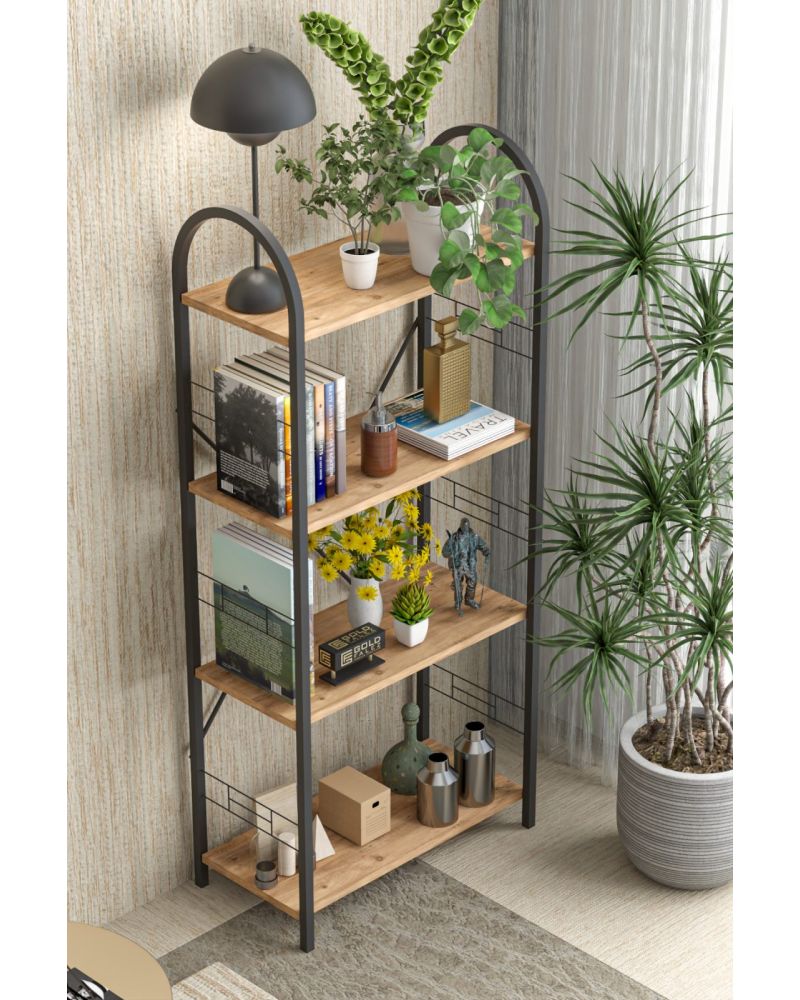 Goldfalez Metal Kitaplık Kahverengi 150 cm