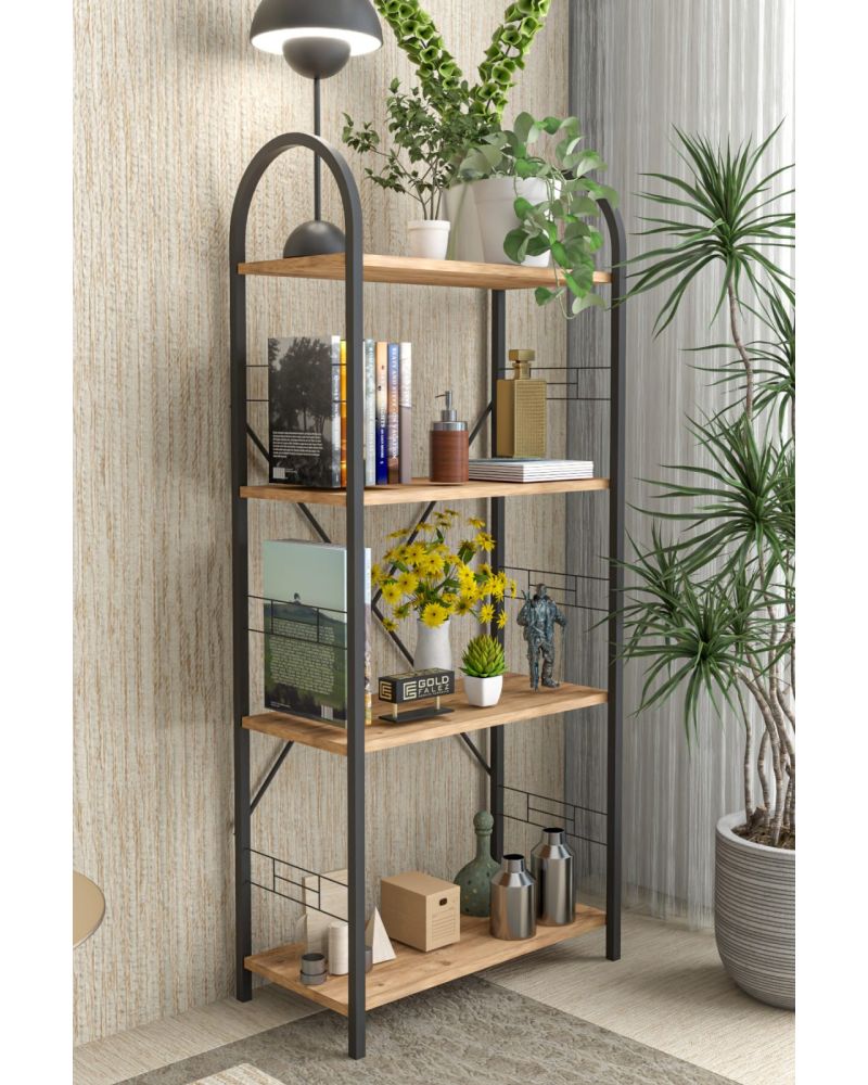 Goldfalez Metal Kitaplık Kahverengi 150 cm