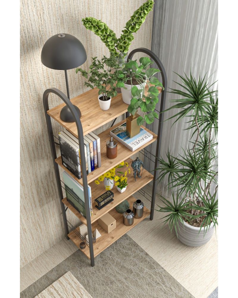 Goldfalez Metal Kitaplık Kahverengi 150 cm