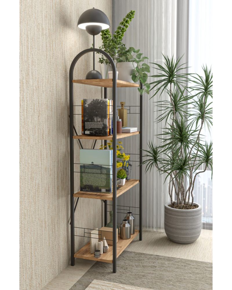 Goldfalez Metal Kitaplık Kahverengi 150 cm