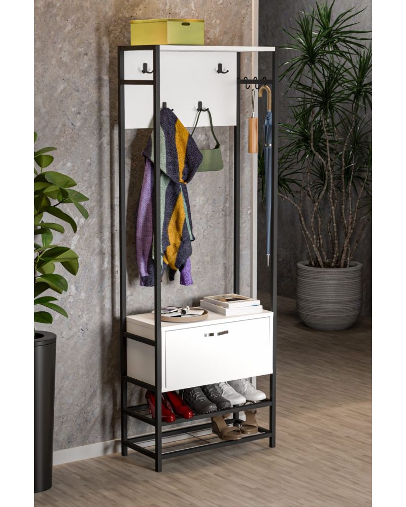 Goldfalez Metal Portmanto Beyaz 180 cm