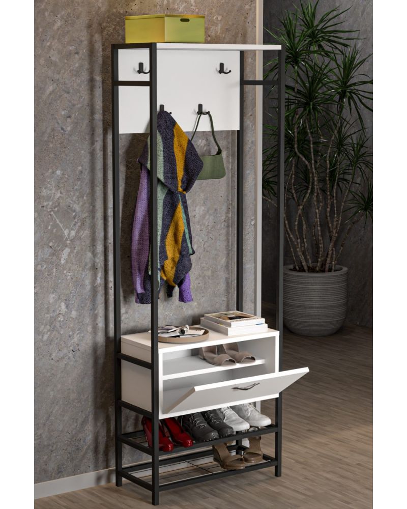 Goldfalez Metal Portmanto Beyaz 180 cm
