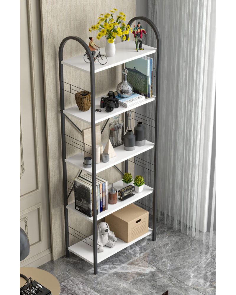 Goldfalez Metal Kitaplık Beyaz 180 cm