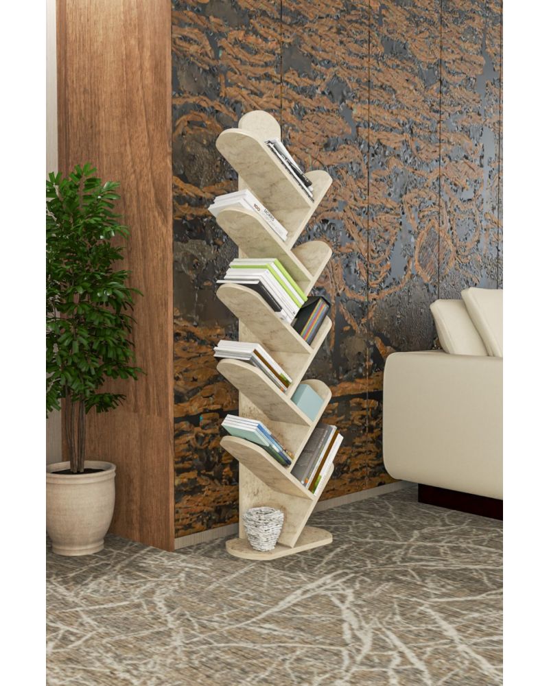 Goldfalez 10 Raflı Kitaplık Ekru 147 cm