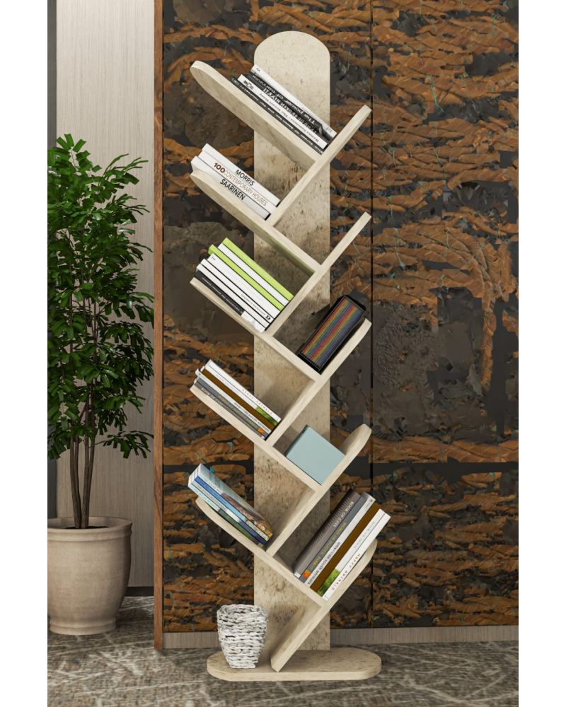 Goldfalez 10 Raflı Kitaplık Ekru 147 cm