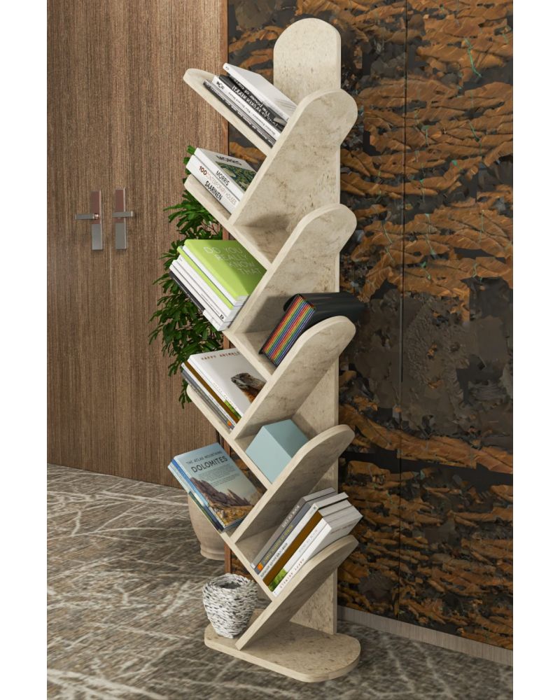 Goldfalez 10 Raflı Kitaplık Ekru 147 cm