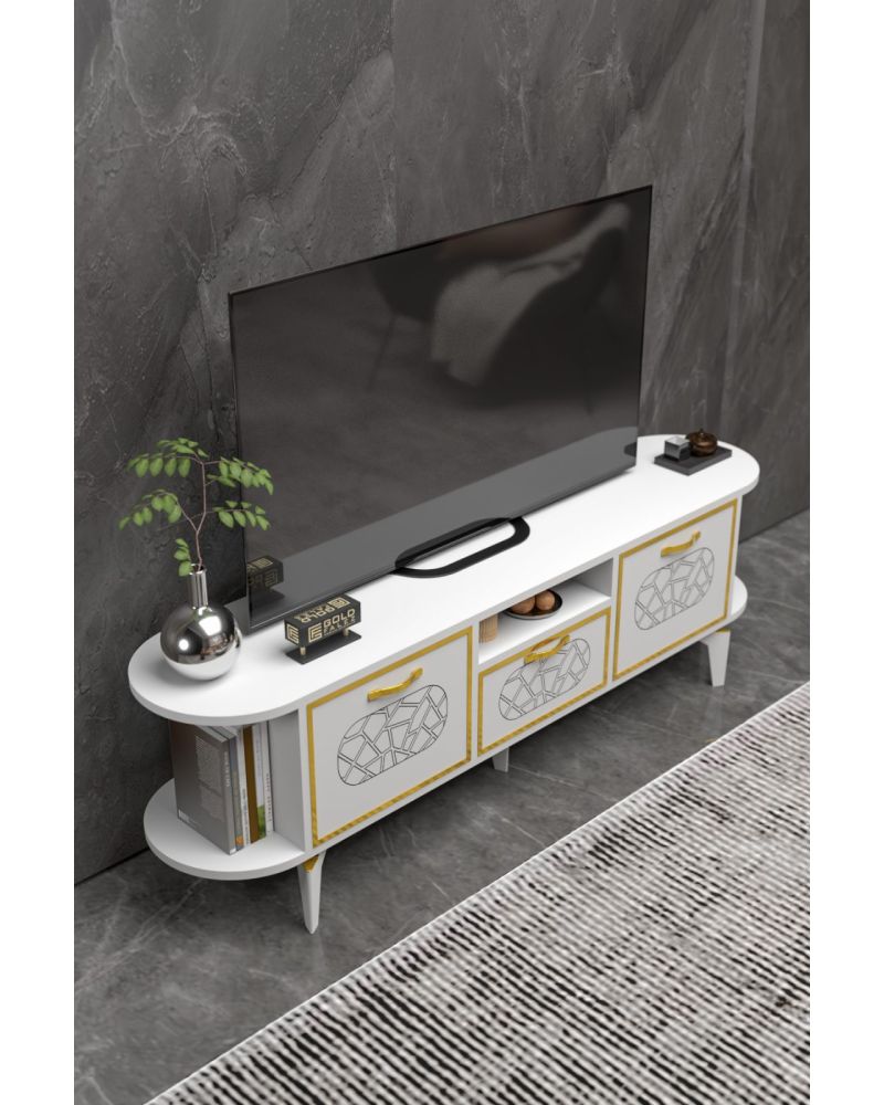 Goldfalez Mira Gold TV Ünitesi Beyaz 160 cm