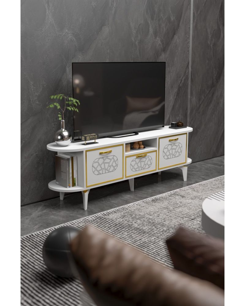 Goldfalez Mira Gold TV Ünitesi Beyaz 160 cm