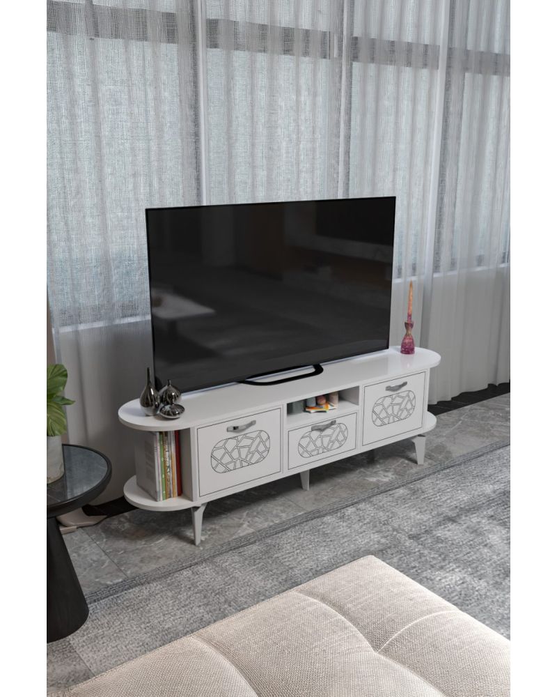 Goldfalez Mira Gümüş TV Ünitesi Beyaz 160