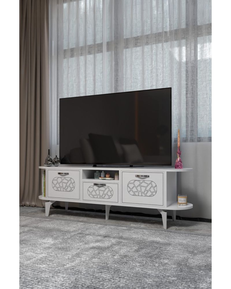 Goldfalez Mira Gümüş TV Ünitesi Beyaz 160