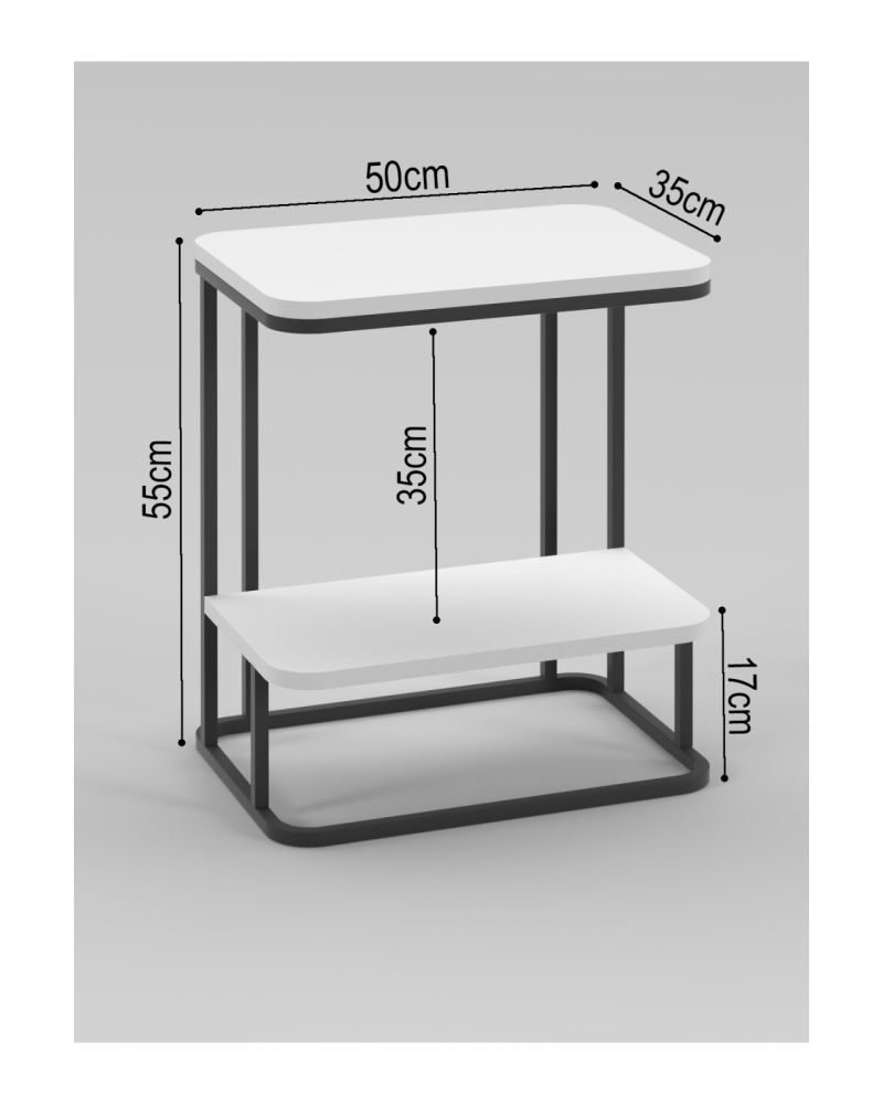 Goldfalez Koltuk Yan Sehpa Beyaz 55 cm
