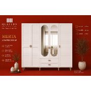 Merta 6 Kapılı Gardırop Aynalı MDF Gövde Membran Kapak Modern Elbise Dolabı