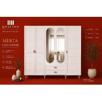 Merta 6 Kapılı Gardırop Aynalı MDF Gövde Membran Kapak Modern Elbise Dolabı