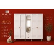 Merta 5 Kapılı Aynalı Gardırop MDF Gövde Membran Kapak Modern Elbise Dolabı