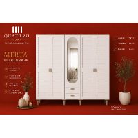 Merta 5 Kapılı Aynalı Gardırop MDF Gövde Membran Kapak Modern Elbise Dolabı