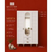 Merta 3 Kapılı Aynalı Gardırop MDF Gövde Membran Kapak Modern Elbise Dolabı