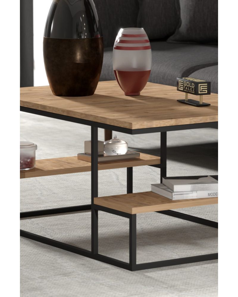 Goldfalez Deluxe Raflı Orta Sehpa Çam 90x60