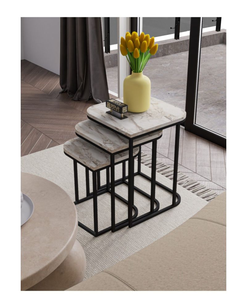 Goldfalez Damla Zigon Sehpa Çok Renkli 3'lü