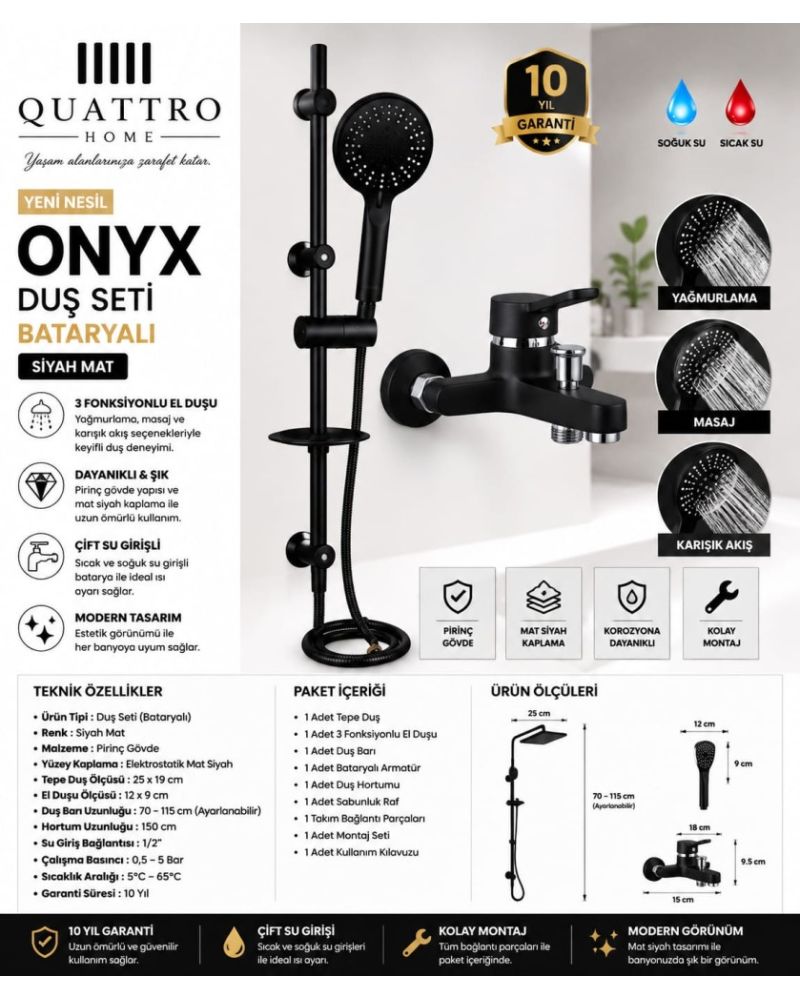 Onyx Duş Seti Ve Banyo Bataryası