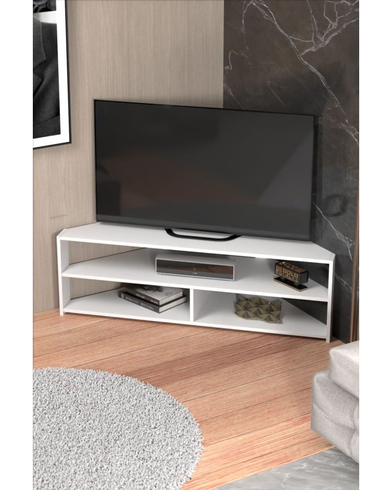 Goldfalez Köşe TV Ünitesi Beyaz 140 cm