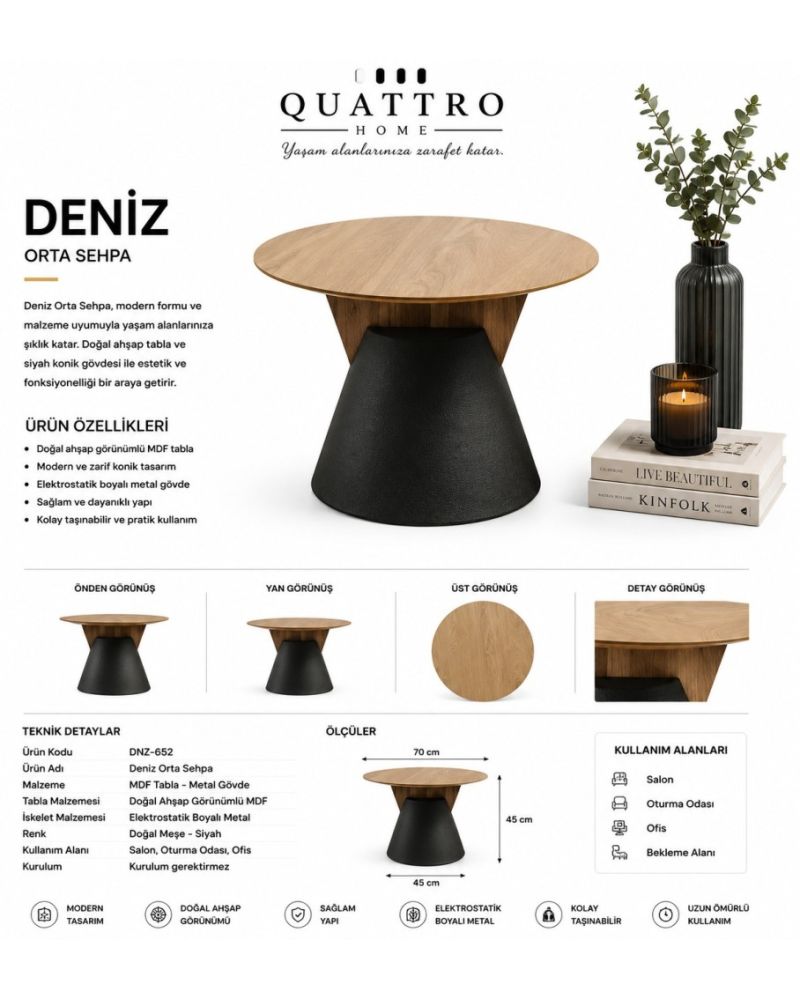 Deniz Yuvarlak Orta Sehpa