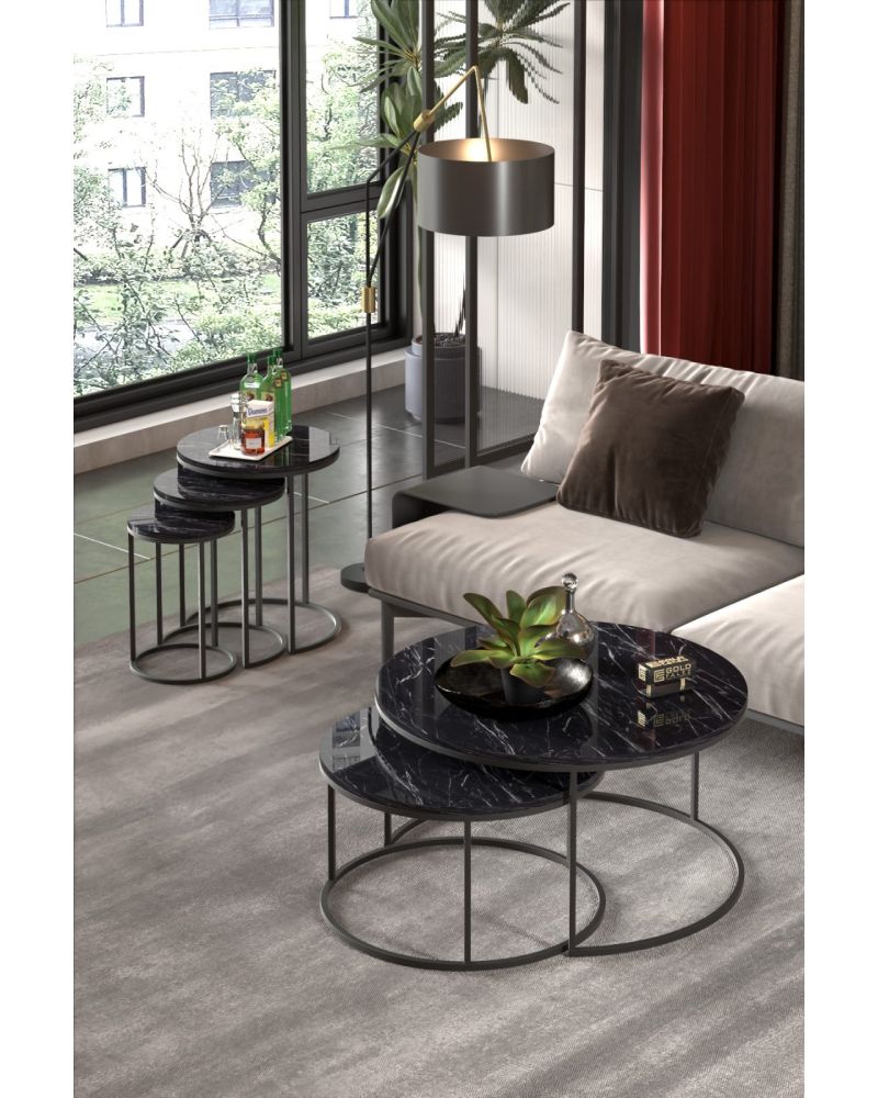 Goldfalez C Zigon Orta Sehpa Seti Siyah 5'li