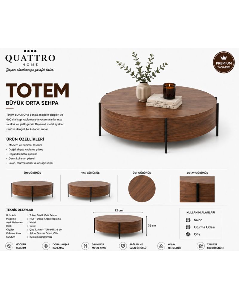 Totem  Modern Büyük Orta Sehpa