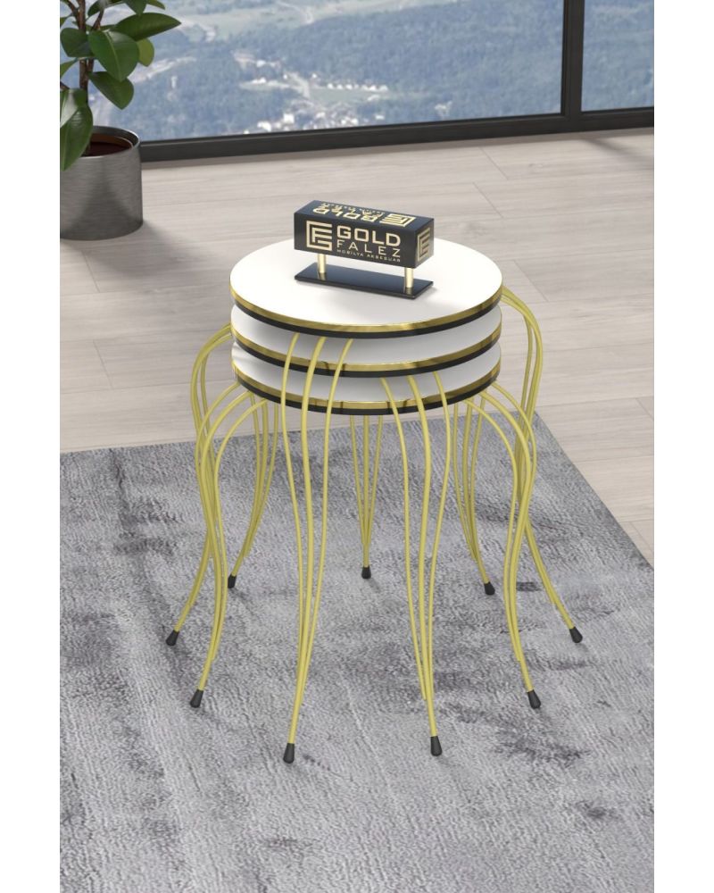 Goldfalez Lükens Zigon Sehpa Beyaz 3'lü