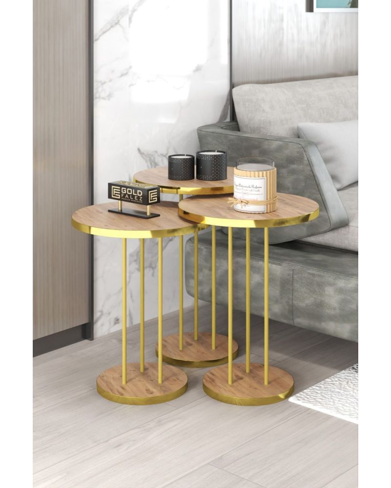 Goldfalez Gold Terra Sehpa Seti Ceviz 4'lü