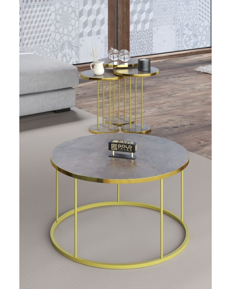 Goldfalez Gold Terra Sehpa Seti Gordion Gri