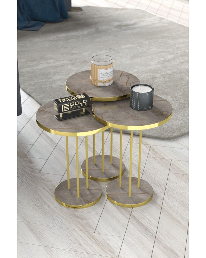 Goldfalez Gold Terra Sehpa Seti Gordion Gri