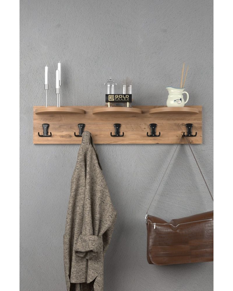 İlkal 5'li Duvar Askılığı Ceviz Kahverengi 80 cm